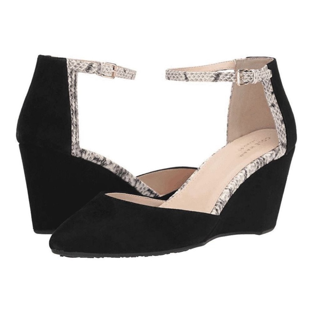 COLE‎ HAAN Lara Ankle Strap Black Suede Pumps Shoes Size 8